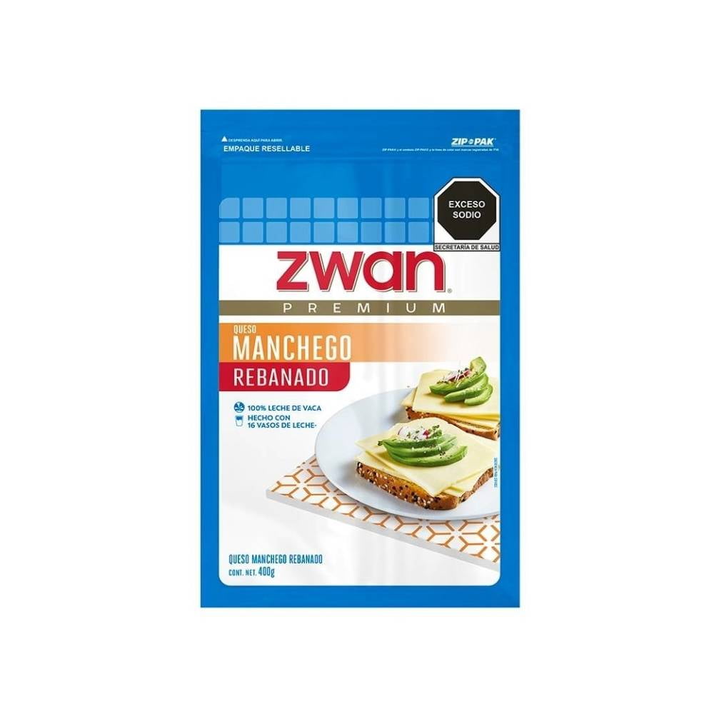Queso Manchego Zwan Premium Rebanado 400g