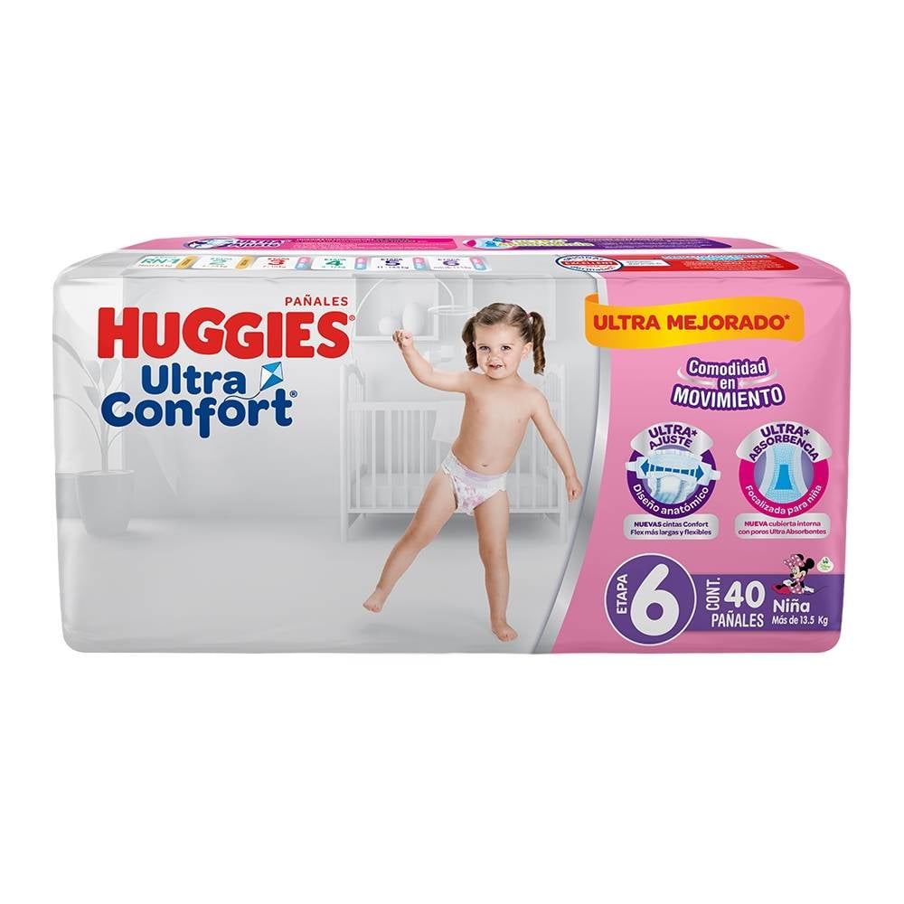 Pañales para Niña Huggies Ultraconfort Etapa 6 40 pzs