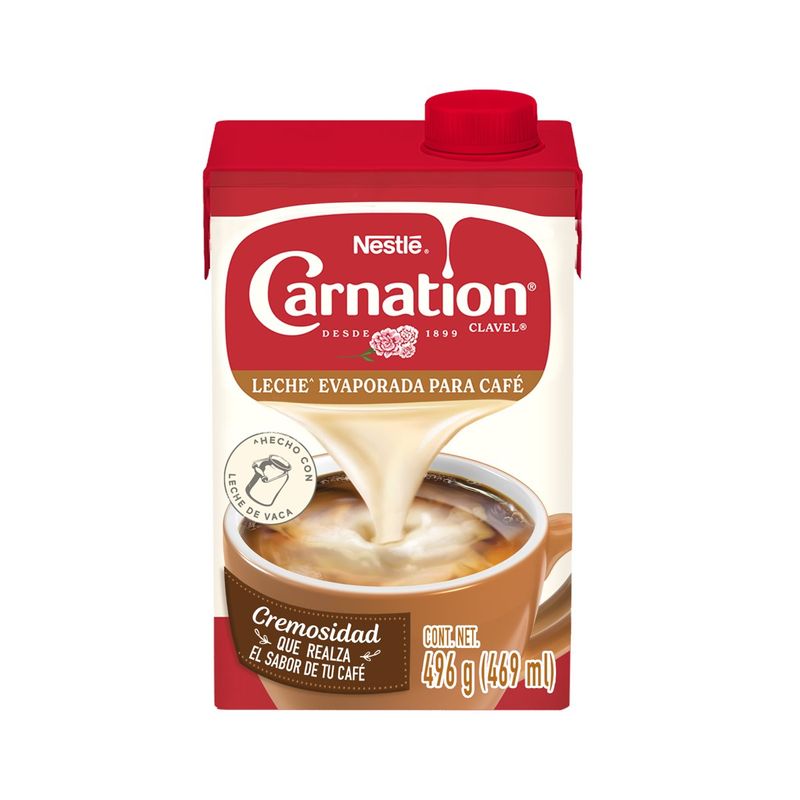 Leche Evaporada Carnation Clavel para Café 496 g
