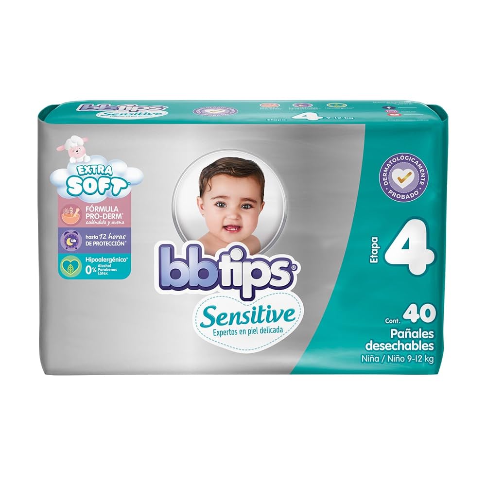 Pañales Unisex Bbtips Sensitive Etapa 4 40pzs