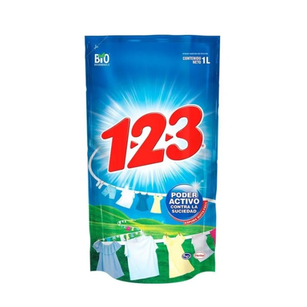 Detergente Liquido 123 Fresca Blancura 1L