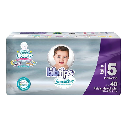 Pañales Unisex Bbtips Sensitive Etapa 5 40pzs