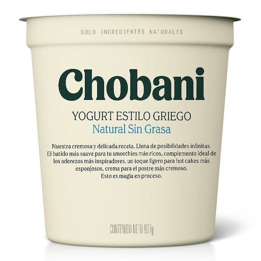 Yogurt Natural Griego Chobani Multiserve 0% 907g