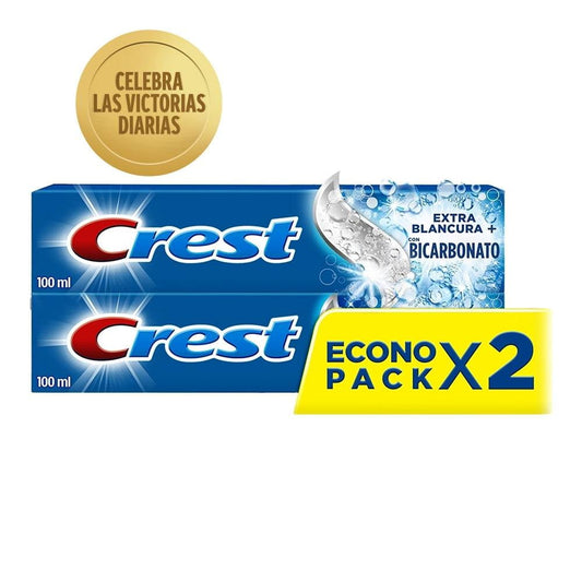 Pasta Dental Crest Extra Blancura con Bicarbonato 2x100ml