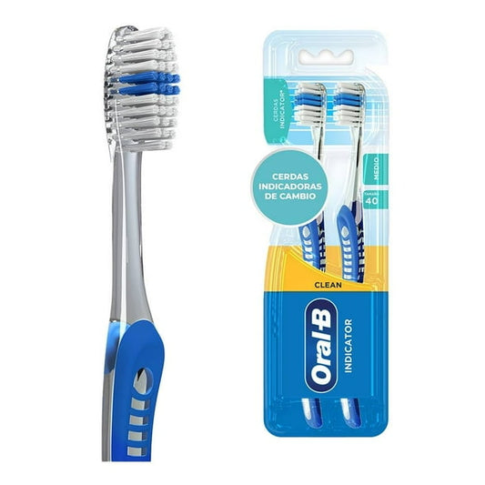 Cepillo Dental Medio Oral-B Clean Indicator 2 pzas