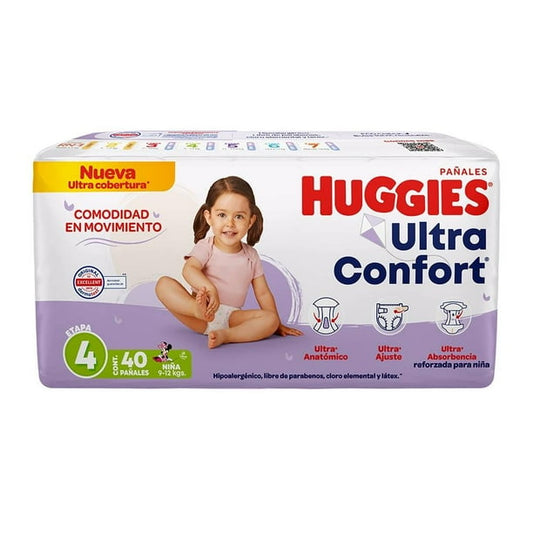 Pañales para niña Huggies Ultraconfort Etapa 4 40 pzs