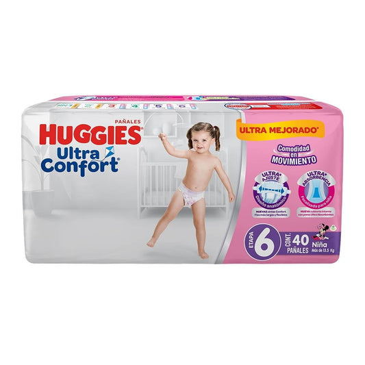 Pañales para Niña Huggies Ultraconfort Etapa 6 40 pzs