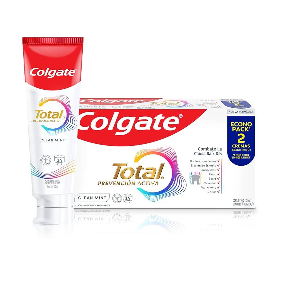 Pasta Dental Colgate Total Prevencion Clean Mint 2x100ml - MI MEXICANA