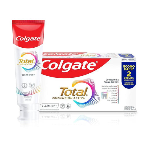 Pasta Dental Colgate Total Prevencion Clean Mint 2x100ml - MI MEXICANA