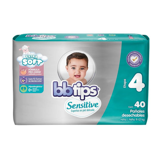 Pañales Unisex Bbtips Sensitive Etapa 4 40pzs