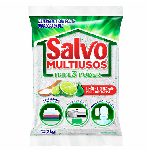 Detergente en Polvo Multiusos Salvo Triple Poder 2kg