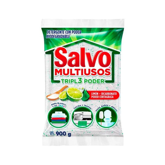 Detergente en Polvo Multiusos Salvo Triple Poder 900g