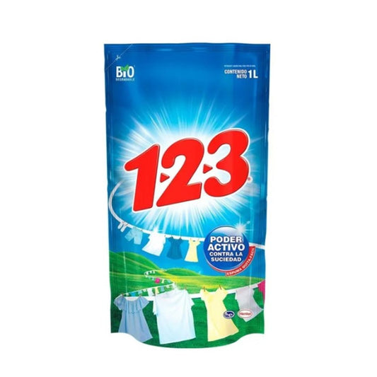 Detergente Liquido 123 Fresca Blancura 1L