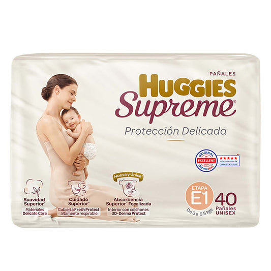 Pañal para Bebe Huggies Supreme Unisex Etapa 1 40 pz