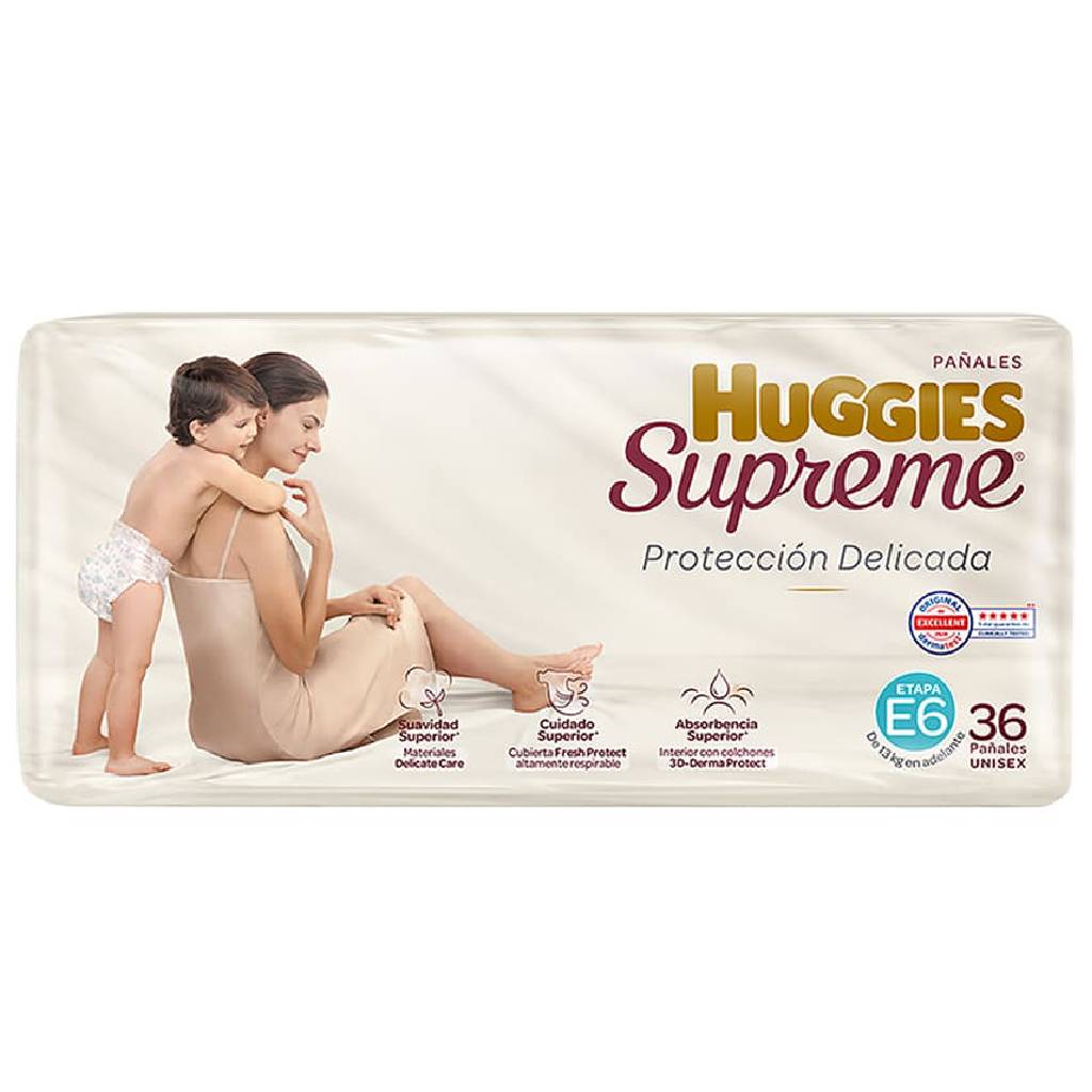 Pañal para Bebe Huggies Supreme Unisex Etapa 6 36 pzs