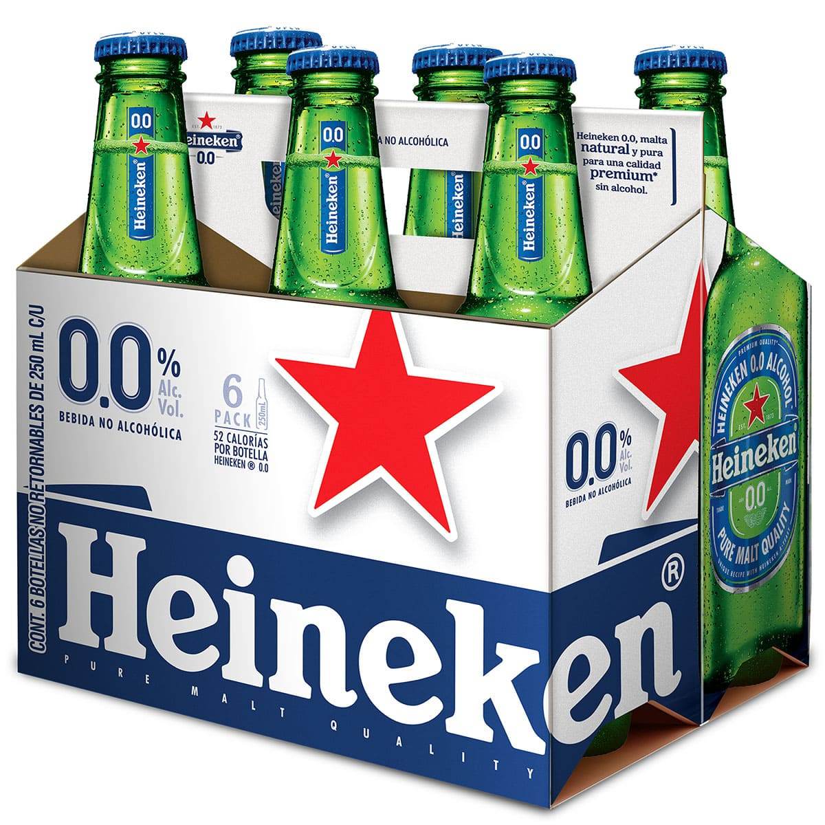 Cerveza Heineken sin Alcohol Botella 6x250ml - MI MEXICANA
