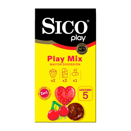 Condones Sico Play Mix Sabores Mixtos 5 pzs